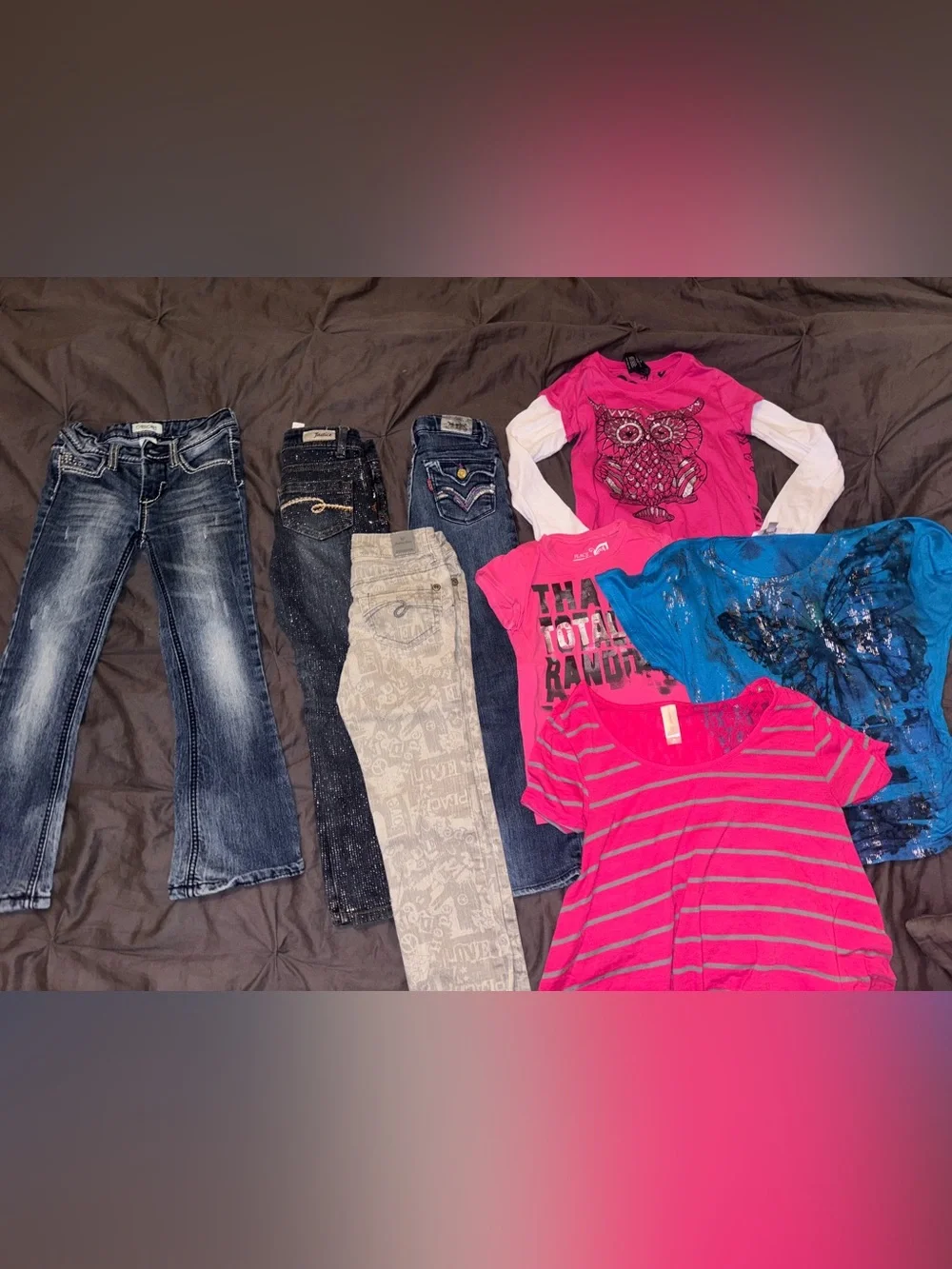 Girls size 6/7 clothing lot 8 piece. Levi’s, justice